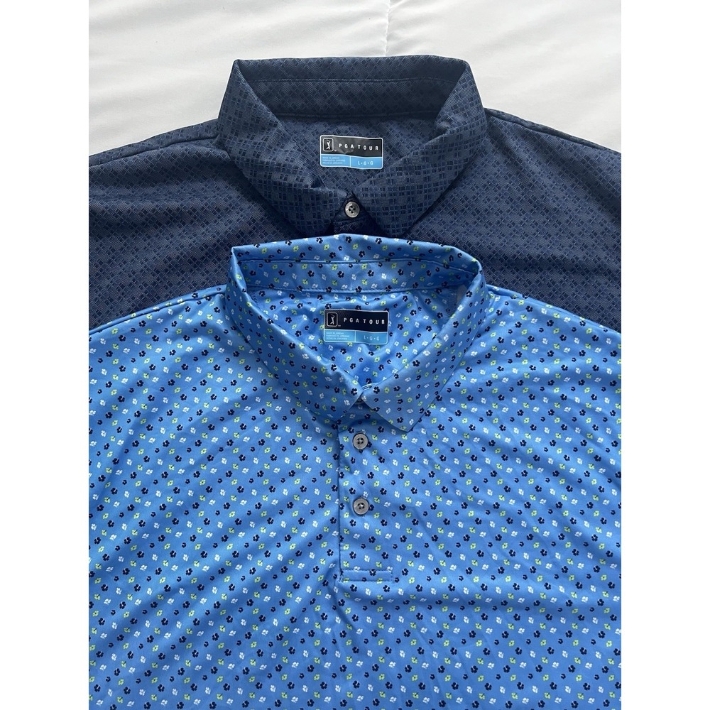 PGA Tour Golf Polo Shirt Lot Mens Large Performance Blue NWOT (195)